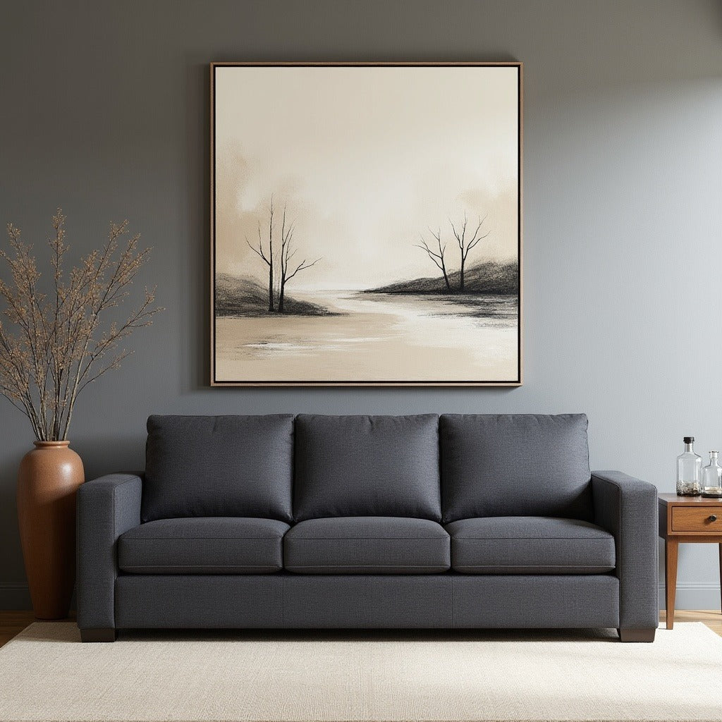 Monk 3 Seater Fabric Sofa for Living Room - Dark Grey