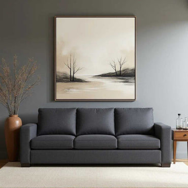 Monk 3 Seater Fabric Sofa for Living Room - Dark Grey