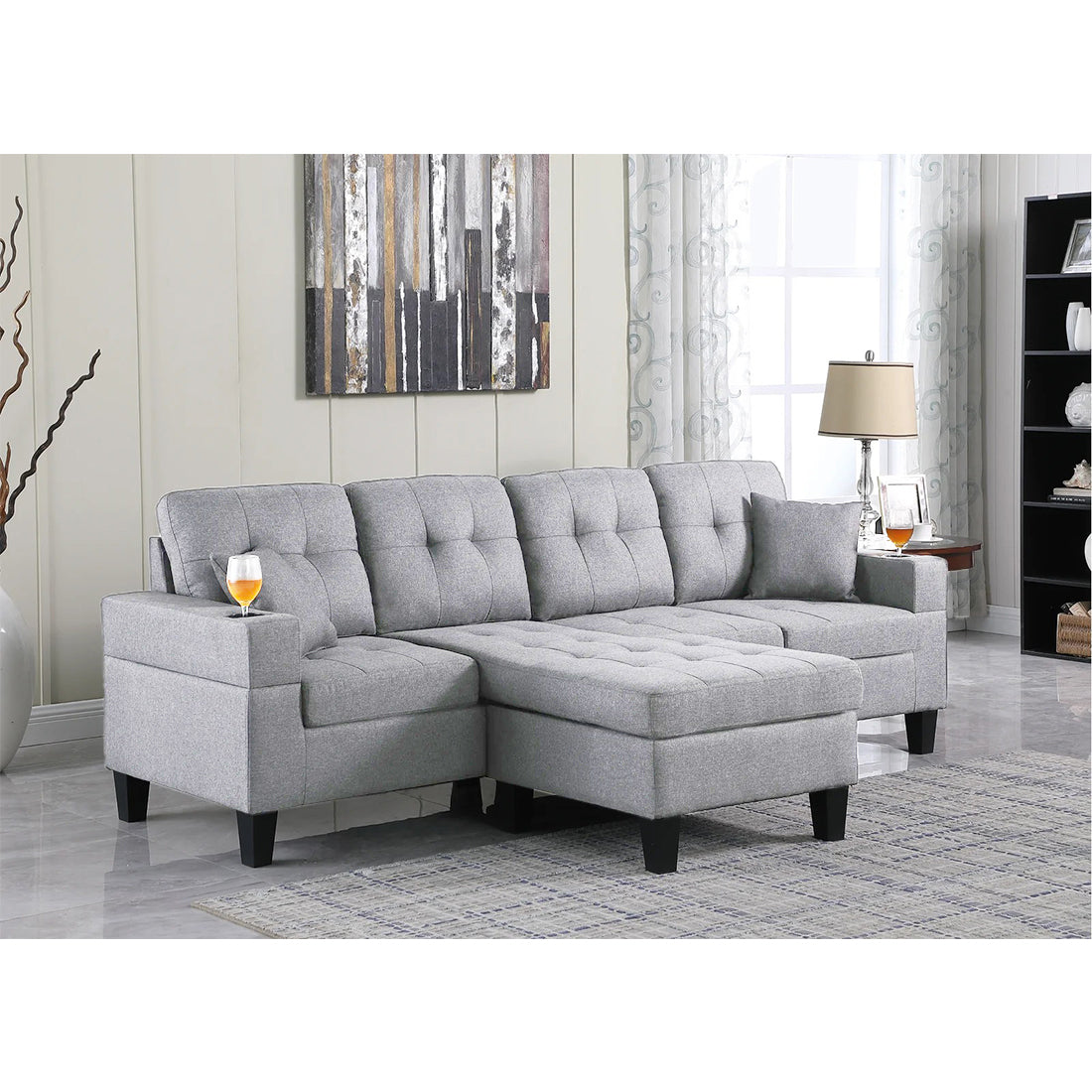 Madelyn 6 Seater Interchangeable L Shape Fabric Sofa For Living Room | Bedroom | Office
