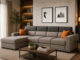 Zavira Modern L-Shaped Sectional Sofa with Chaise Lounge – Contemporary Gray Modular Couch for Living Room