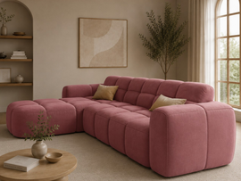 Aura 4 Seater L Shape Sofa for Living Room | Modern Premium Fabric Corner Sofa