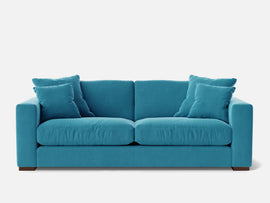 Zen Modern 3-Seater Sofa – Premium Blue Fabric Couch for Living Room