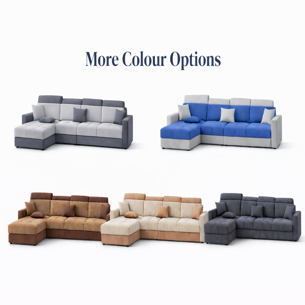 Modern 5 Seater Sofa Set for Living Room | Premium Fabric Sofa with Wooden Frame