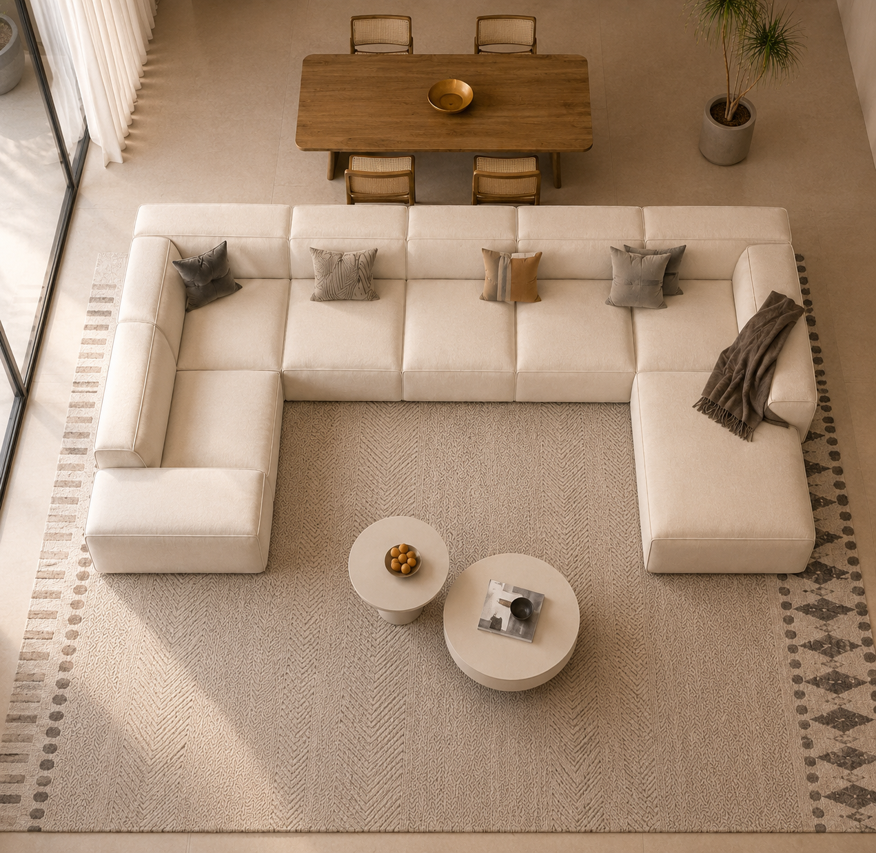 Elvara Luxury U Shape 7 Seater Sofa for Living Room | Luxury Sofa Set 7 Seater | Torque India