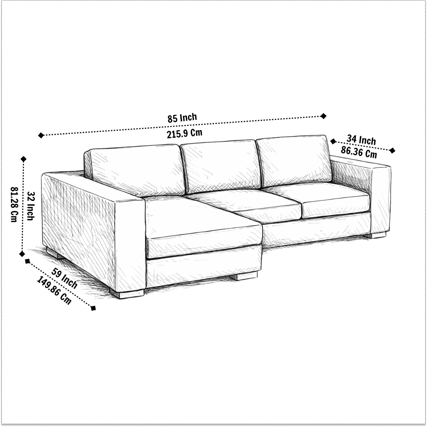 Mendoza Sofa Set for Living Room with Ottoman