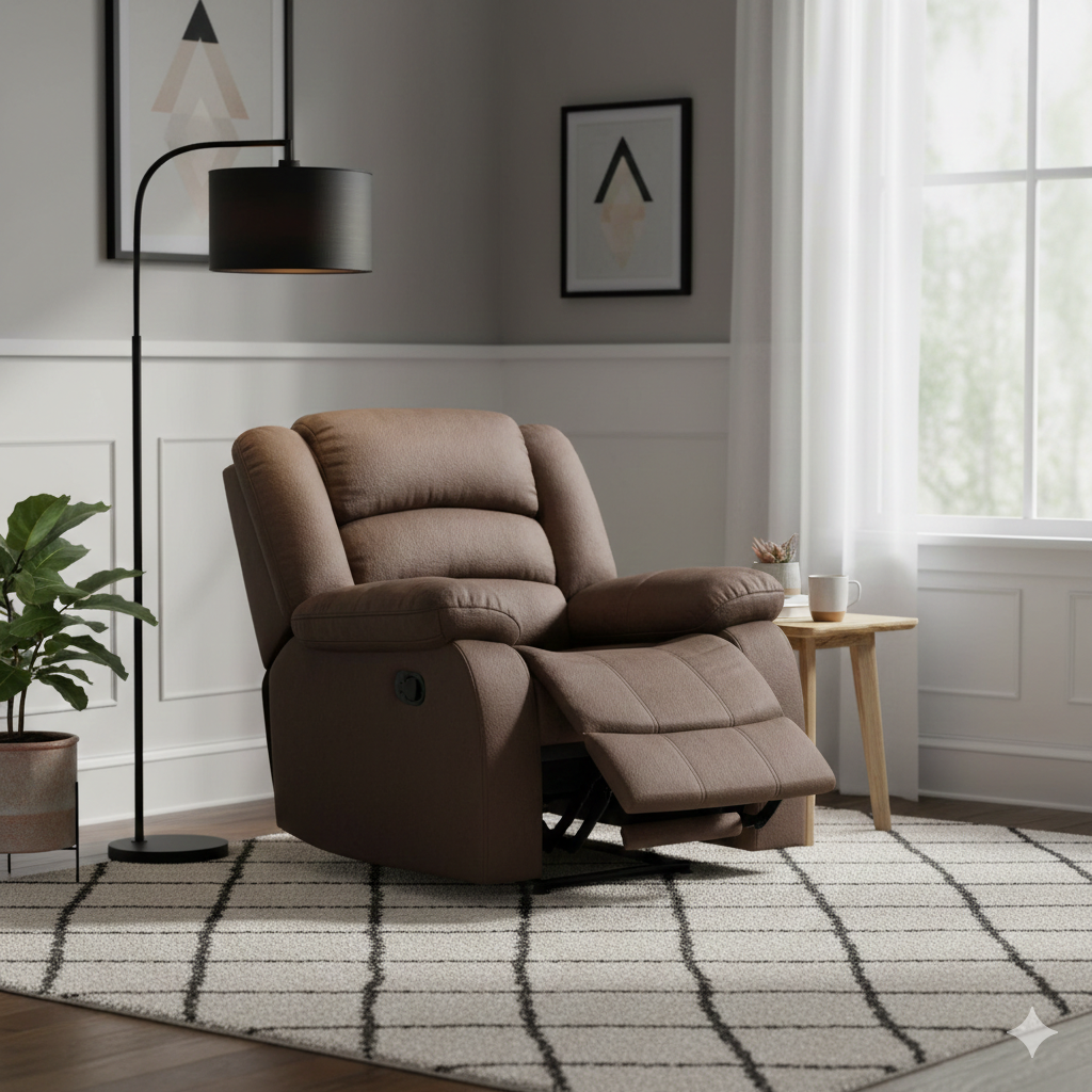 Vector Fabric Manual Recliner For Living Room