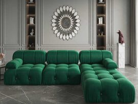 Evoria Modern L-Shape 4 Seater Sofa Set – Designer Tufted Sectional