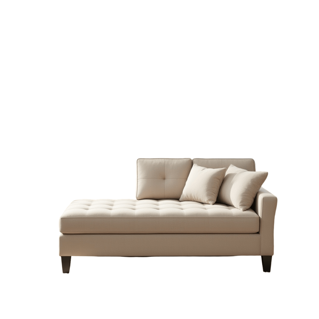 Alfonso Tufted Chaise Longue Sofa Couch Sofa Armchair Chaise Relax Lounger - Beige - Torque India