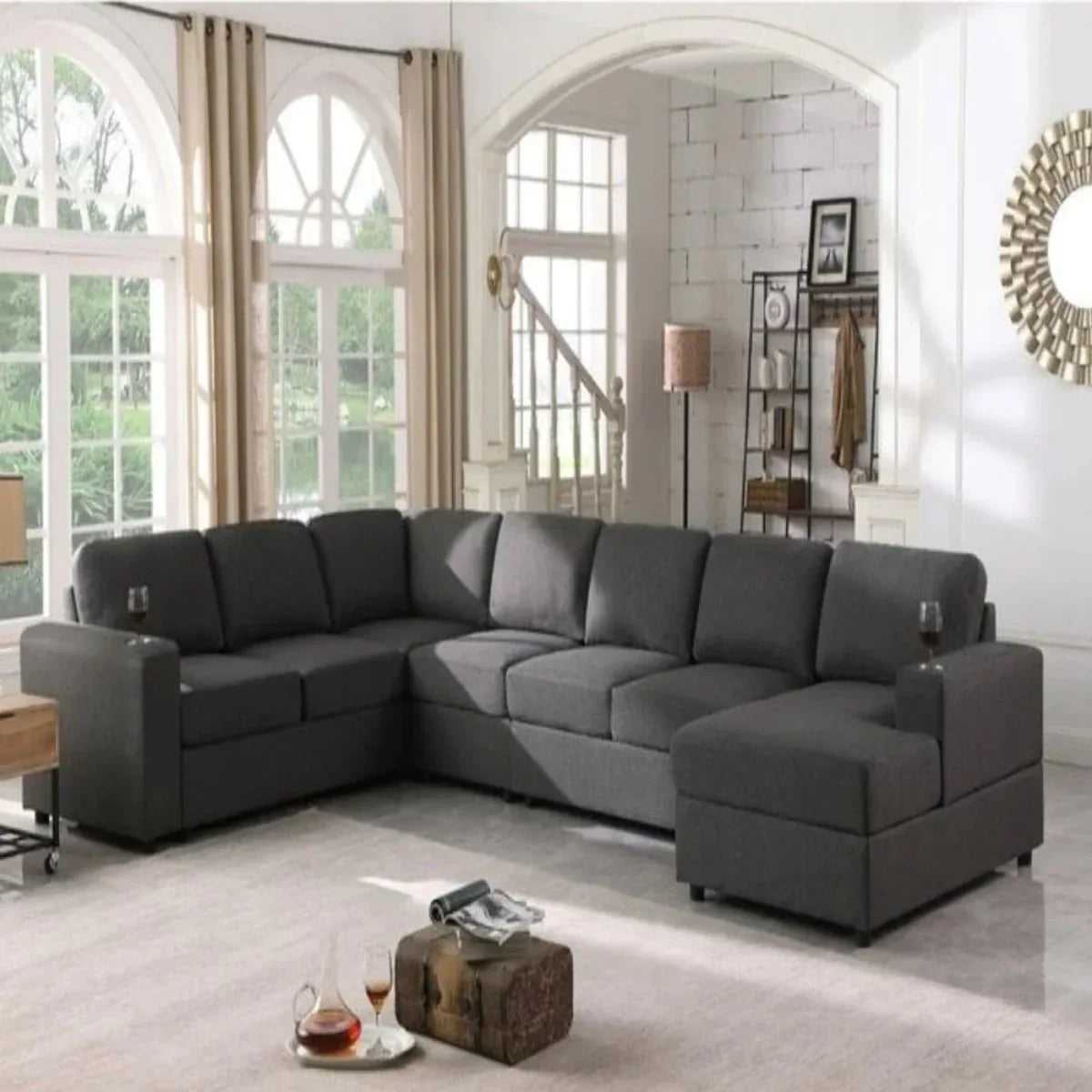 Cirina Seater U Shape Fabric Sofa For Living Room| Bedroom Office