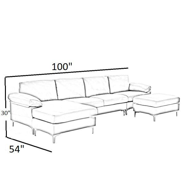 Coral 6 Seater U Shape Fabric Sofa for Living Room - Torque India