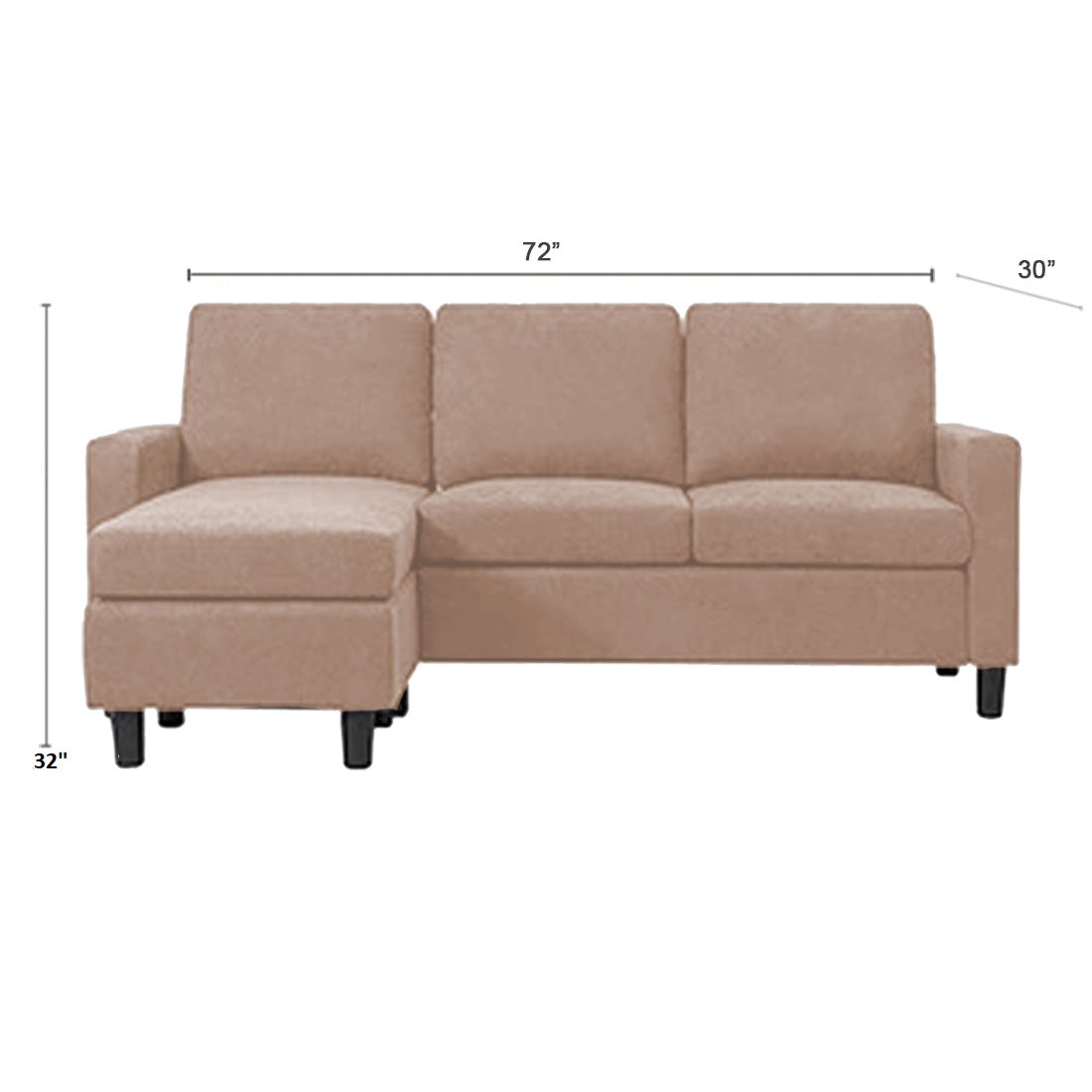 Torque India Swan 3 Seater L Shape Sofa With Ottoman For Living Room