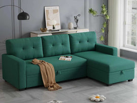 Lucia L - Shaped Sofa Cum Bed with Storage | 4 - Seater Folding Sofa for Living Room & Guest Room - Torque India