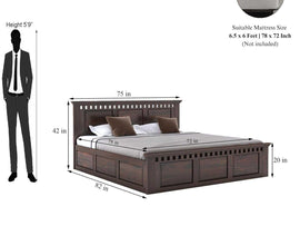 Marino Solid Wood Bed with Storage - Torque India