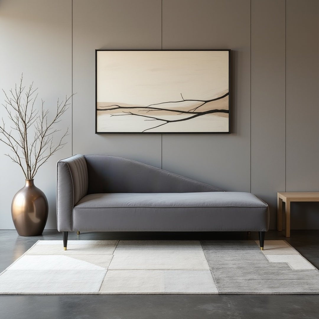 Parker Chaise Longue Sofa Couch Sofa Armchair Chaise Relax Lounger - Grey - Torque India