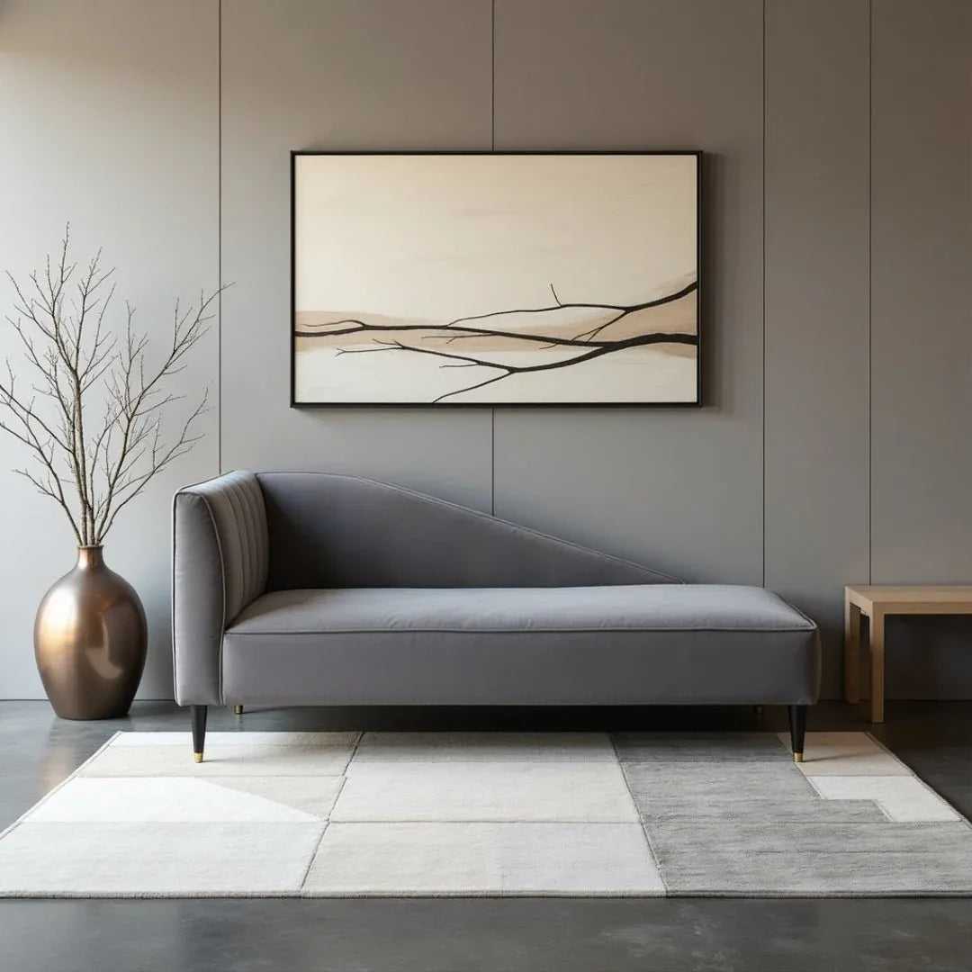 Parker Chaise Longue Sofa Couch Sofa Armchair Chaise Relax Lounger - Grey - Torque India