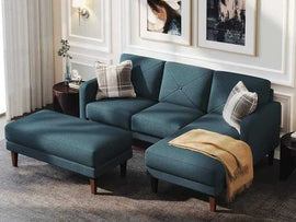 Yuka L Shape 4 Seater L Shape Sofa Furniture with 2 Seater Bench for Living Room | Bedroom | Office… (Flash Sale) - Torque India