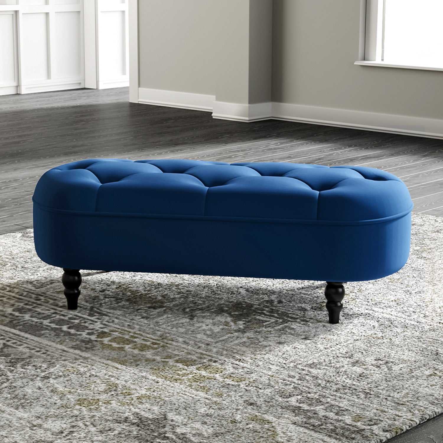 Angelo Seater Fabric Ottoman Bench Sette Pouffe Puffy for Foot Rest