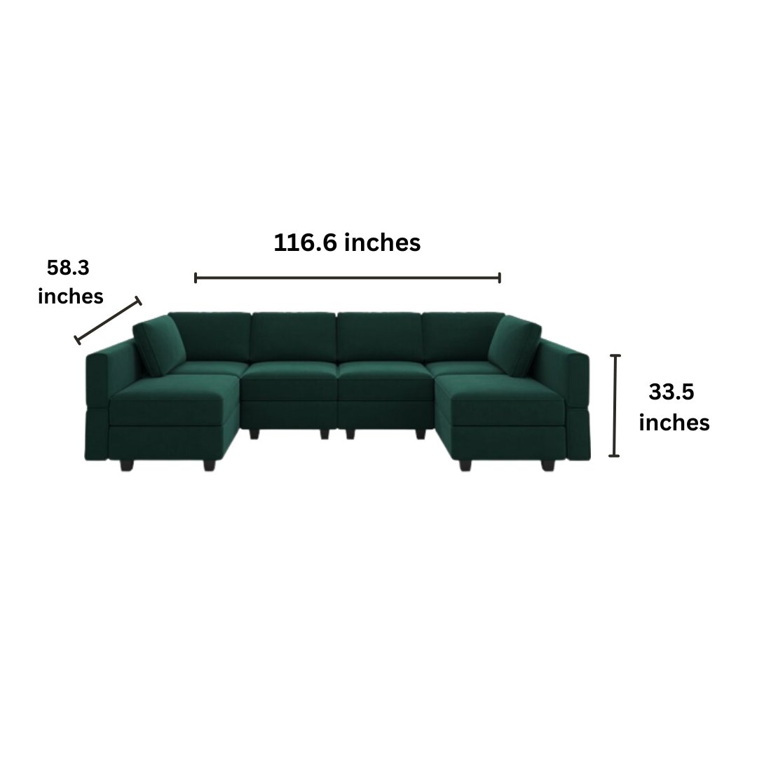 Arvon 6 Seater Premium Fabric U Shape Sofa For Living Room - Torque India