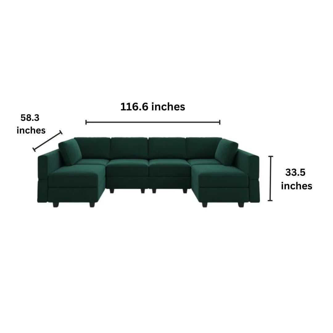 Arvon 6 Seater Premium Fabric U Shape Sofa For Living Room - Torque India