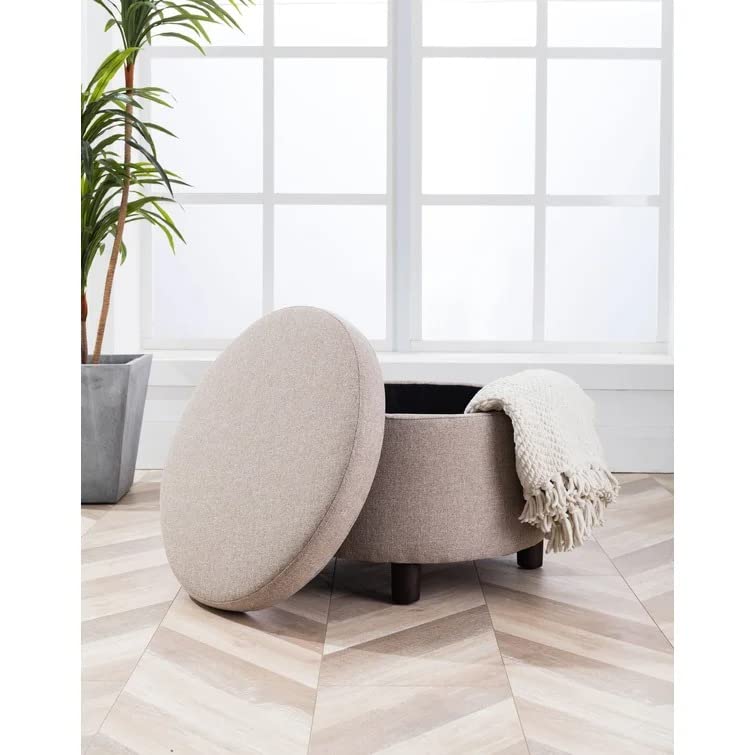 Berlin Round Shape Fabric Ottoman Pouffe Puffy - Torque India
