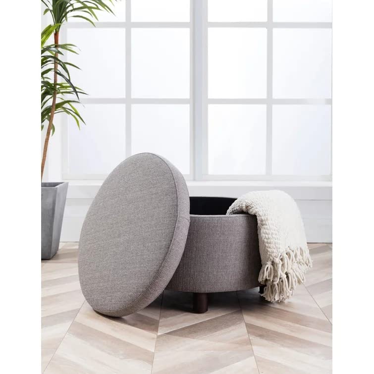 Berlin Round Shape Fabric Ottoman Pouffe Puffy - Torque India