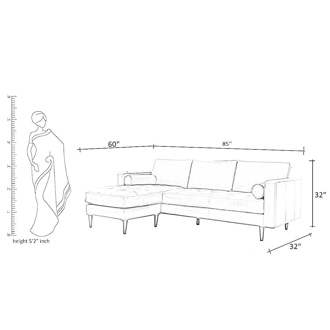 Bosco 6 Seater Leatherette L Shape Sofa - Torque India