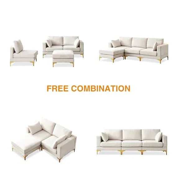 Briana 3 Seater Fabric Sofa with Ottoman - Torque India