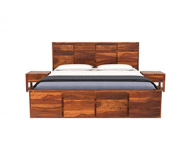 Carmen Sheesham Wood Bed with Box Storage - Torque India
