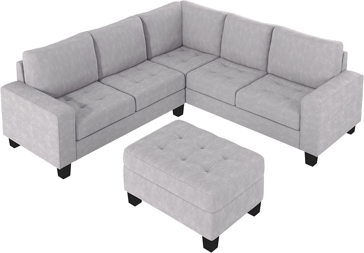 Christopher 5 Seater L Shape Premium Fabric Sofa With Ottoman - Torque India