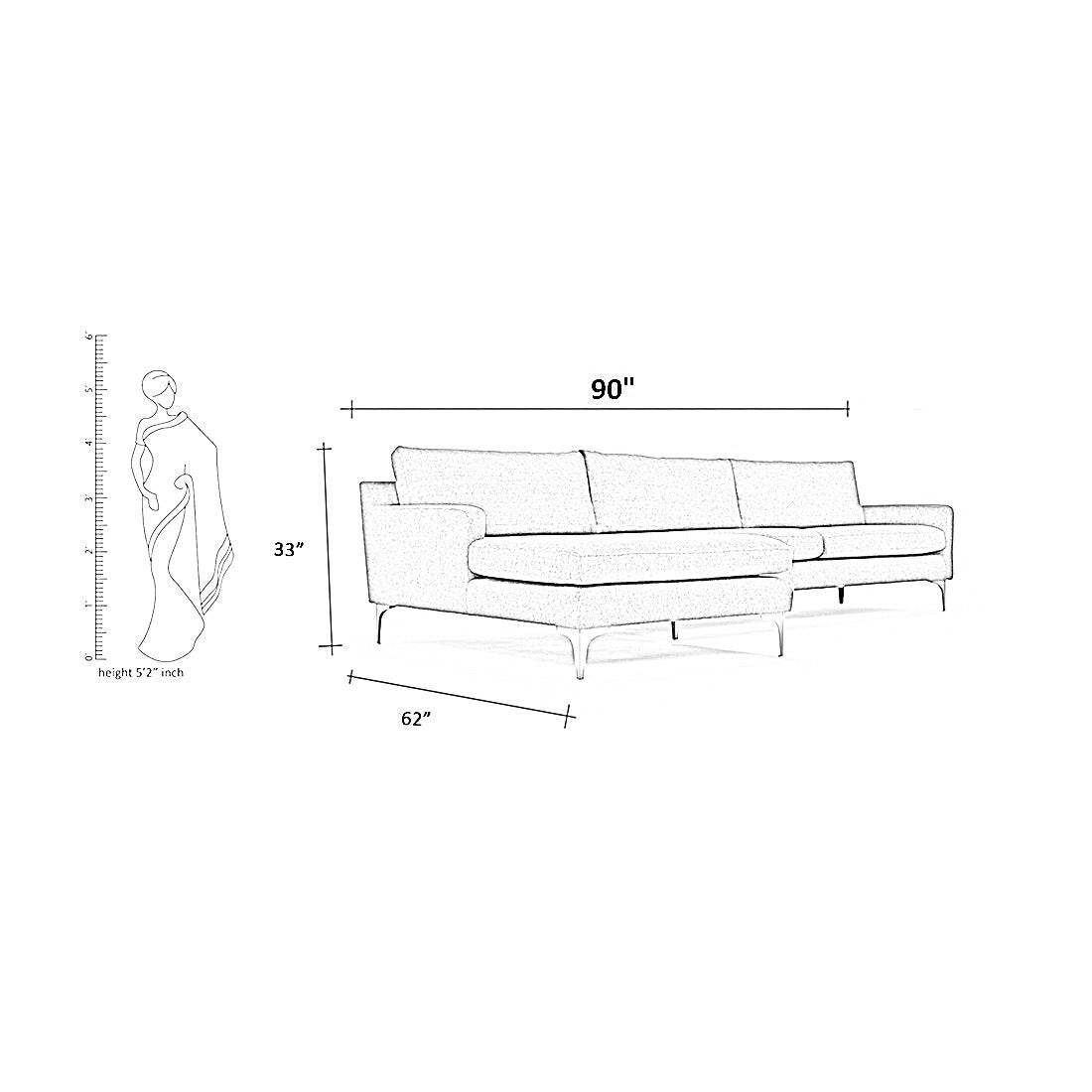 Franco 4 Seater Fabric L Shape Sofa - Torque India