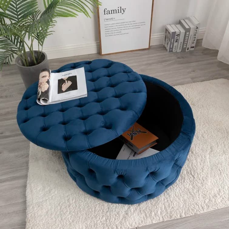 George Round Shape Fabric Ottoman Pouffe Puffy - Torque India