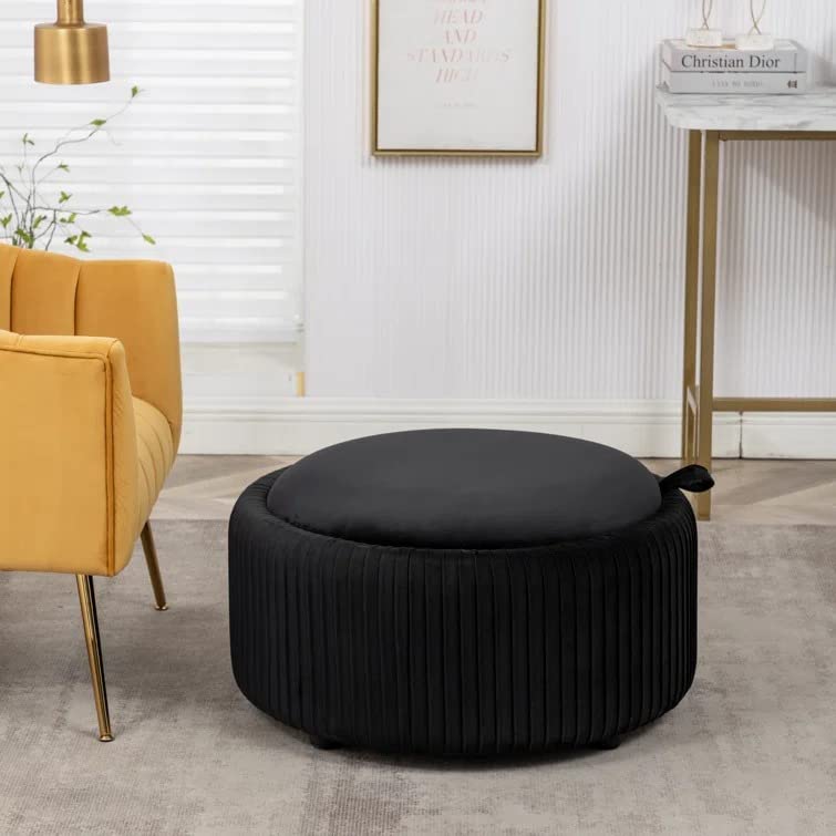 Hamburg Round Shape Fabric Ottoman Pouffe Puffy - Torque India