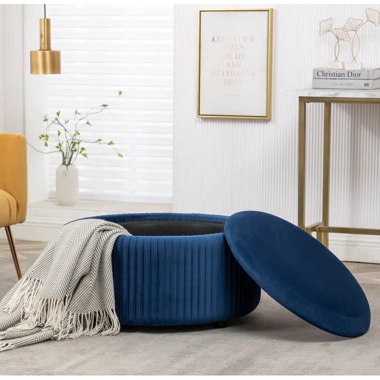 Hamburg Round Shape Fabric Ottoman Pouffe Puffy - Torque India