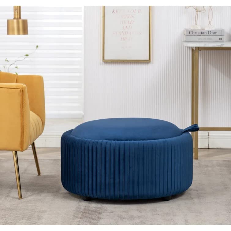 Hamburg Round Shape Fabric Ottoman Pouffe Puffy - Torque India