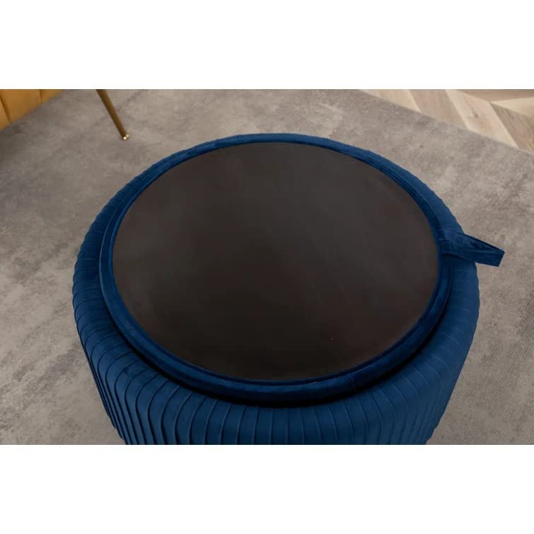 Hamburg Round Shape Fabric Ottoman Pouffe Puffy - Torque India
