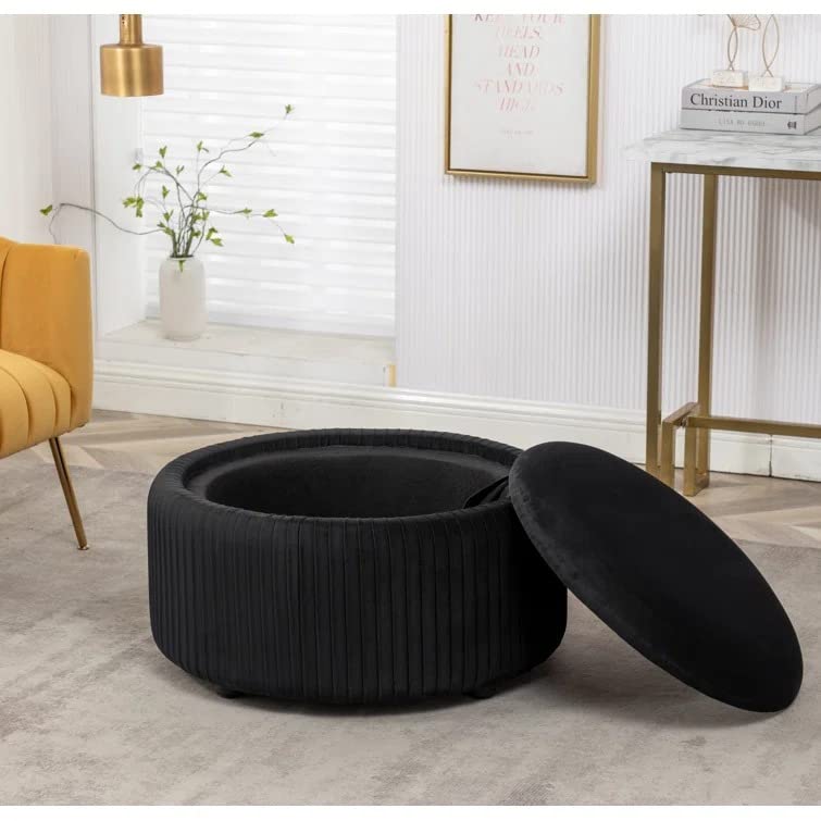 Hamburg Round Shape Fabric Ottoman Pouffe Puffy - Torque India