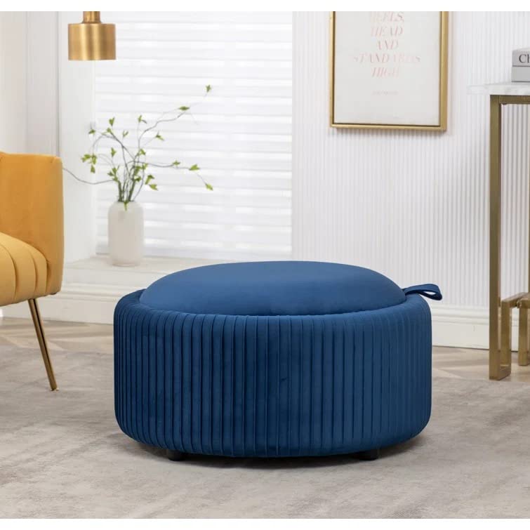Hamburg Round Shape Fabric Ottoman Pouffe Puffy - Torque India