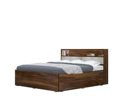 Italica Engineered Wood Bed with Storage for Bedroom (Brown) - Torque India