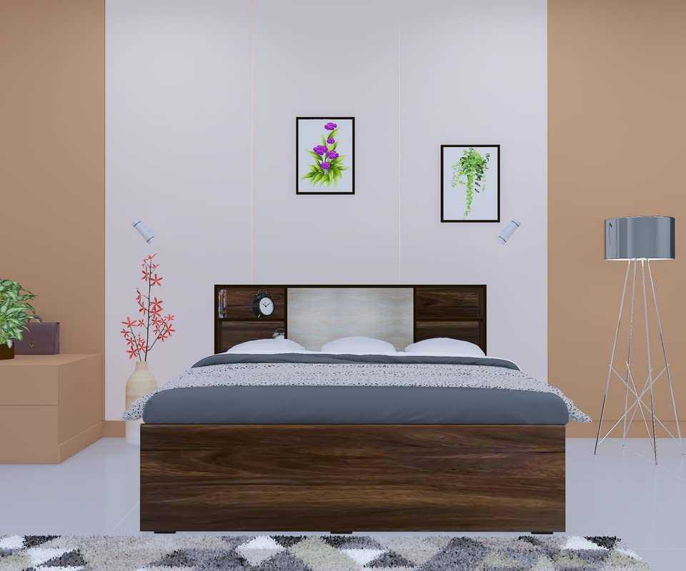 Ivana Engineered Wood Bed with Box Storage for Bedroom (Brown) - Torque India