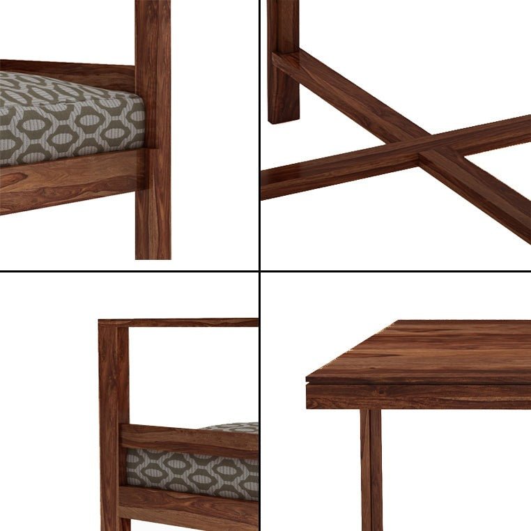 Jeff Wooden Square Dining Table Sets with 4 Cushioned Chairs - Torque India