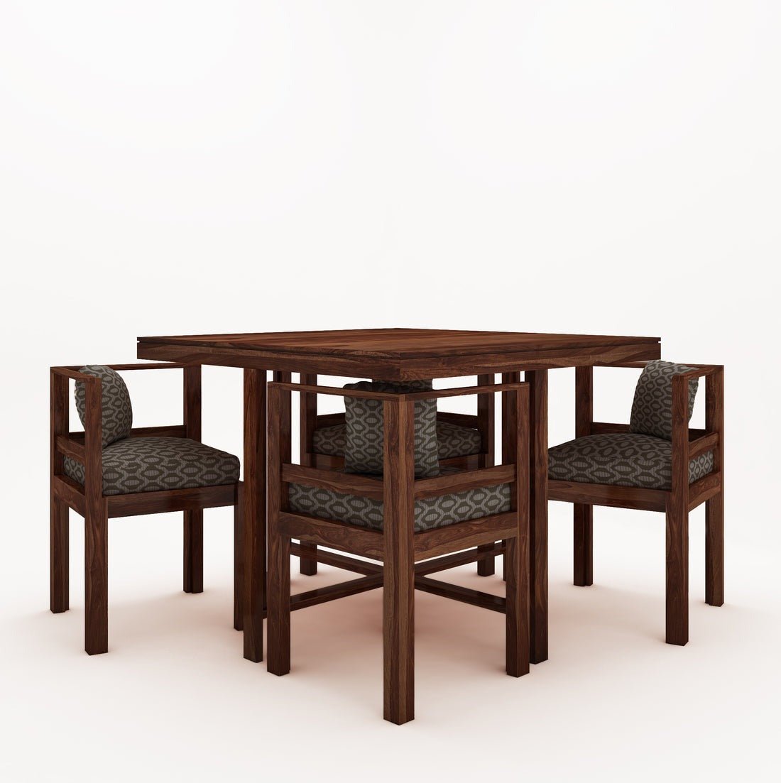 Jeff Wooden Square Dining Table Sets with 4 Cushioned Chairs - Torque India