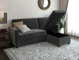 kelvin 4 Seater L Shape Sofa With Storage For Living Room - Torque India