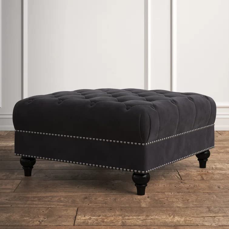 Lucifer Square Shape Fabric Ottoman Pouffe Puffy - Torque India