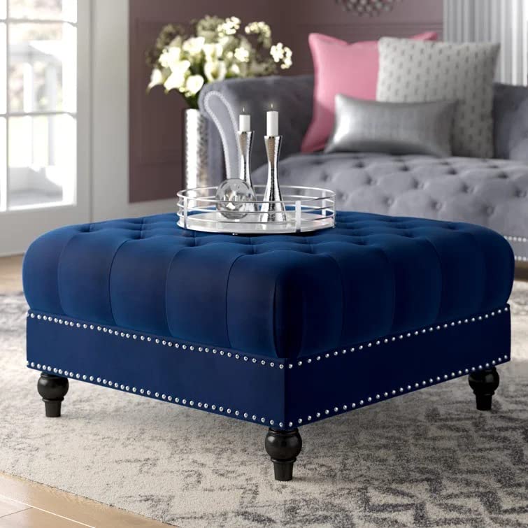 Lucifer Square Shape Fabric Ottoman Pouffe Puffy - Torque India