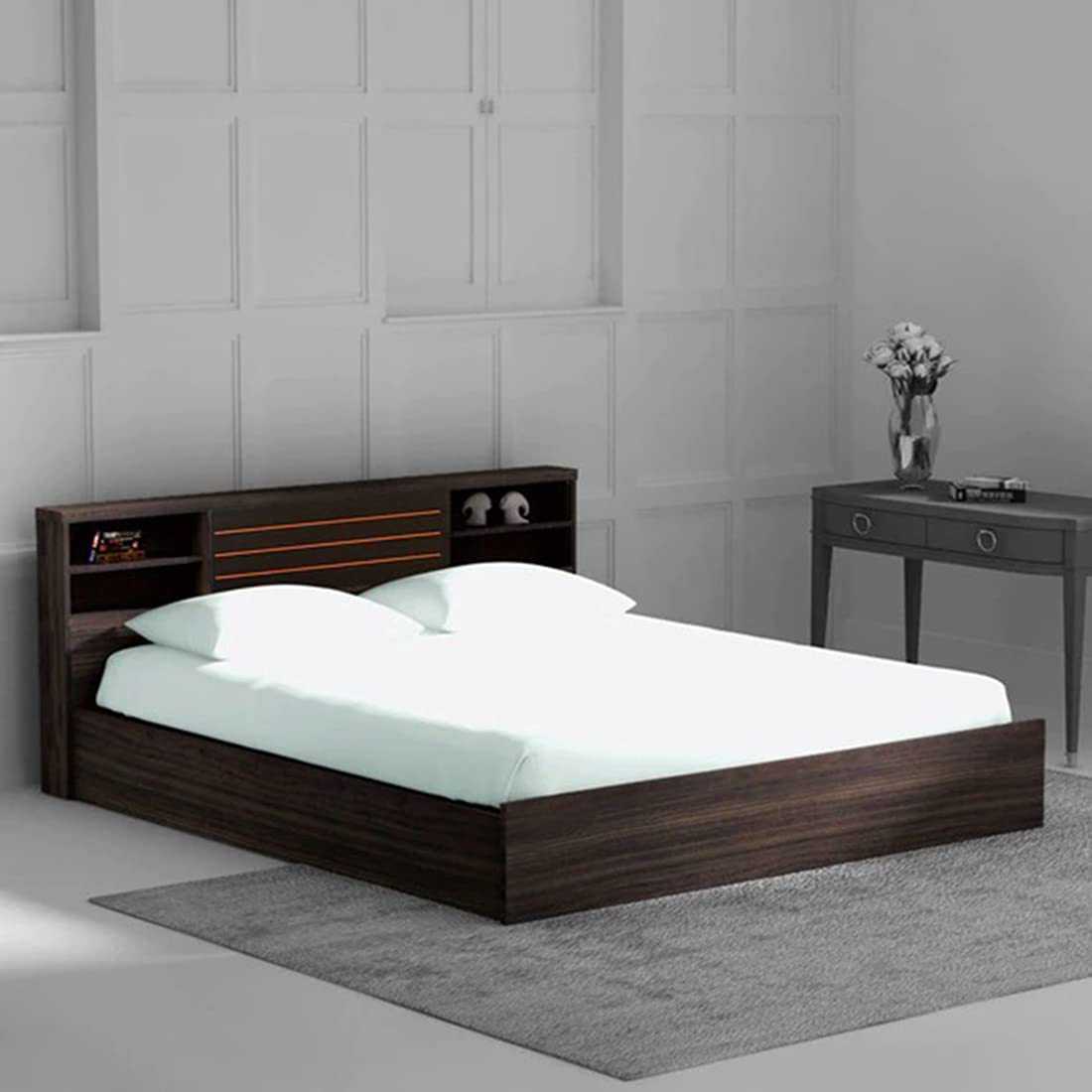 Max King Size Bed With Storage For Bedroom (Brown) - Torque India
