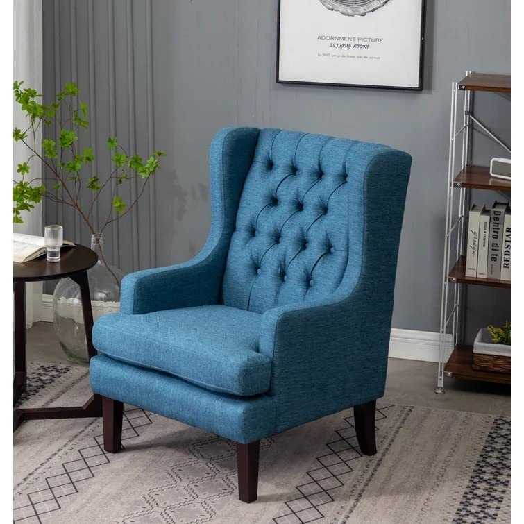 Miami Seater Upholstered Tufted Wing Chair For Living Room, Bedroom, Office