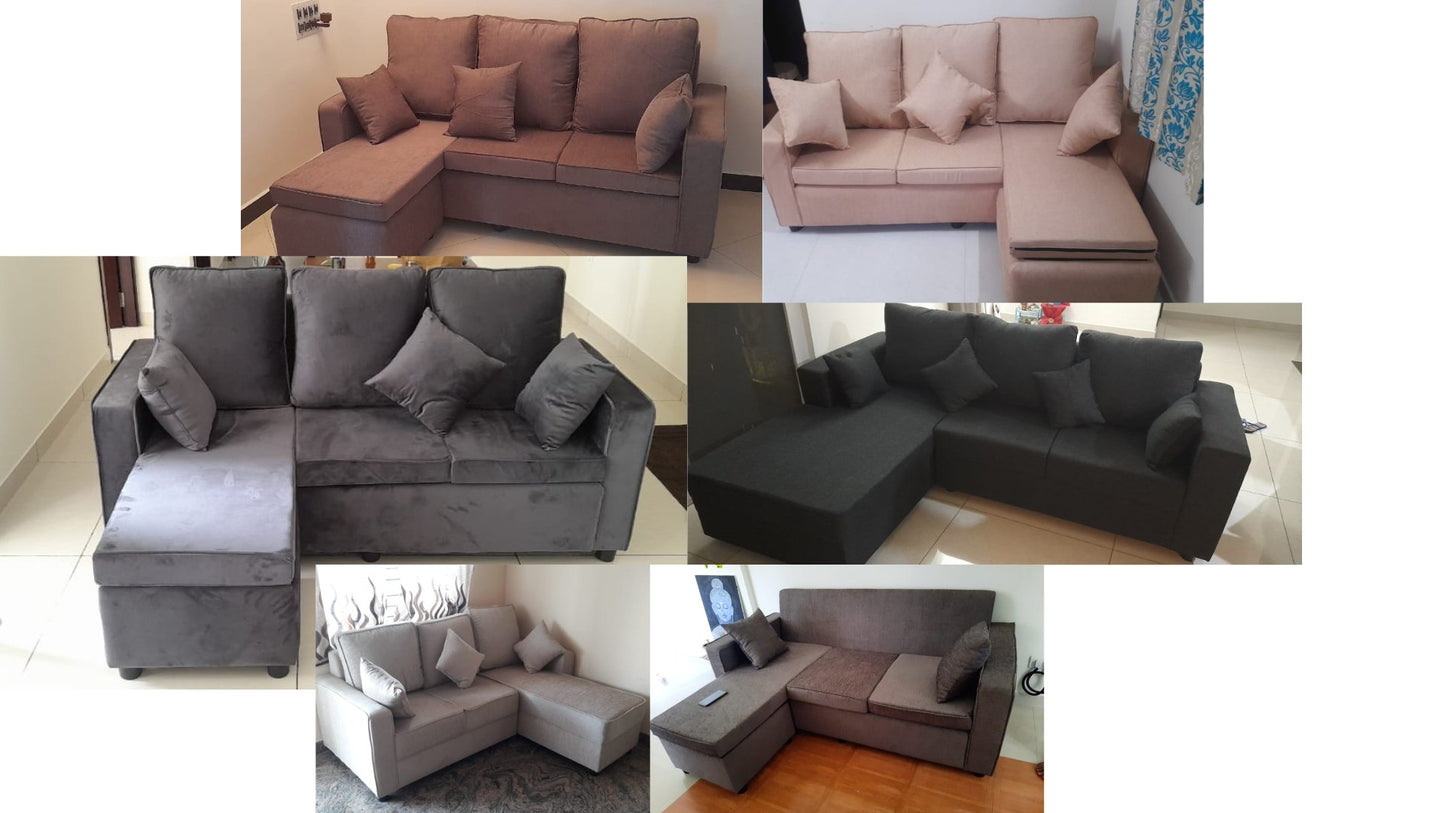 Moscow 5 Seater Corner L Shape Fabric Sofa For Living Room - Torque India