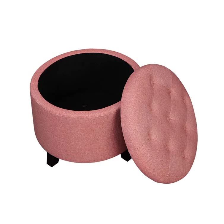Nicole Round Shape Fabric/Leatherette Ottoman Pouffe Puffy - Torque India