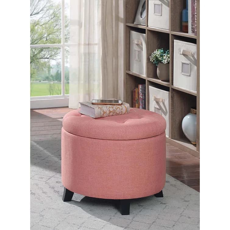 Nicole Round Shape Fabric/Leatherette Ottoman Pouffe Puffy - Torque India