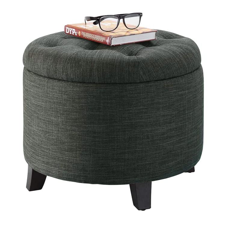 Nicole Round Shape Fabric/Leatherette Ottoman Pouffe Puffy - Torque India